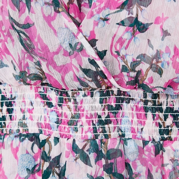 DIANE VON FURSTENBERG Kelby Floral Silk Mini Tiered Ruffle Pink Dress Size XS - Picture 12 of 17